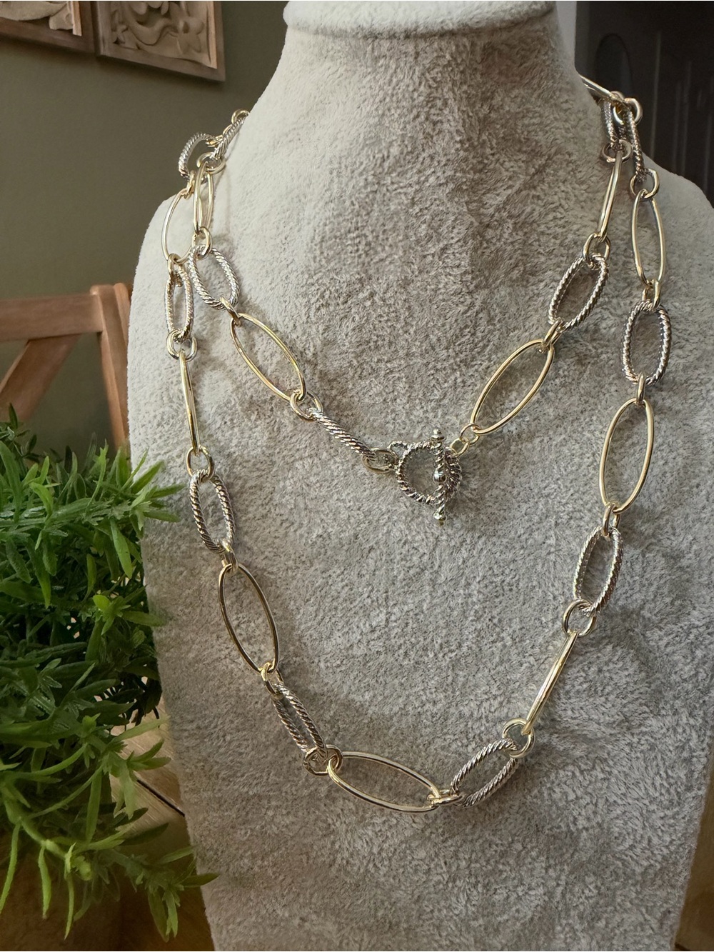 Gold and Silver Two-Tone Oval Link Necklace